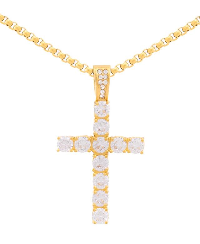 Legacy for Men by Simone I. Smith Mens Cubic Zirconia Cross 24 Pendant Necklace in Gold Ion-Plated Stainless Steel Product Image