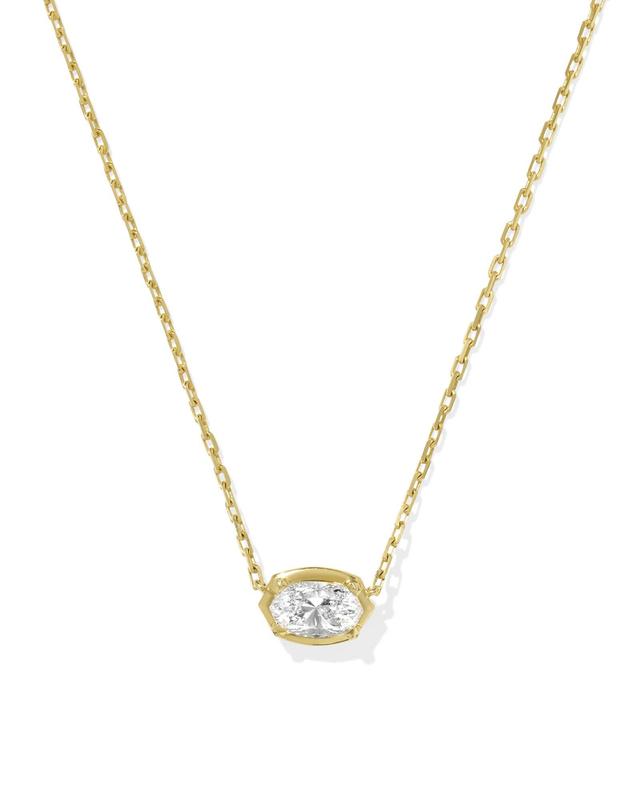 Lab Grown White Diamond Custom Elisa Pendant Necklace in 14k Yellow Gold Product Image