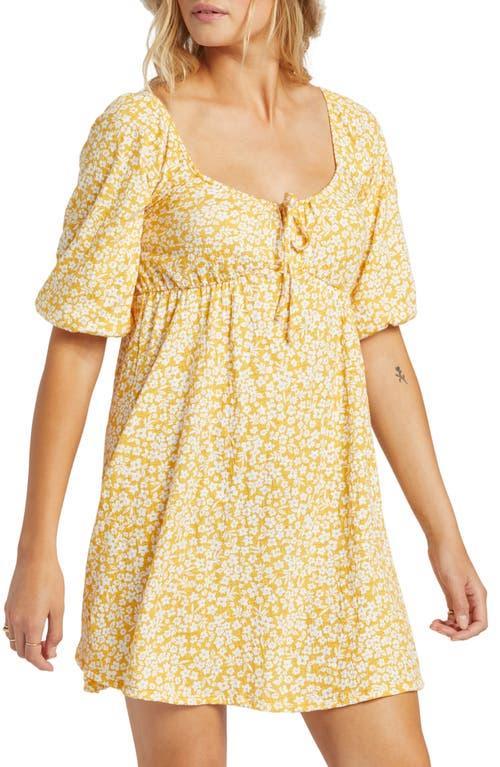 Billabong Daisy Wave Puff Sleeve Babydoll Minidress Product Image