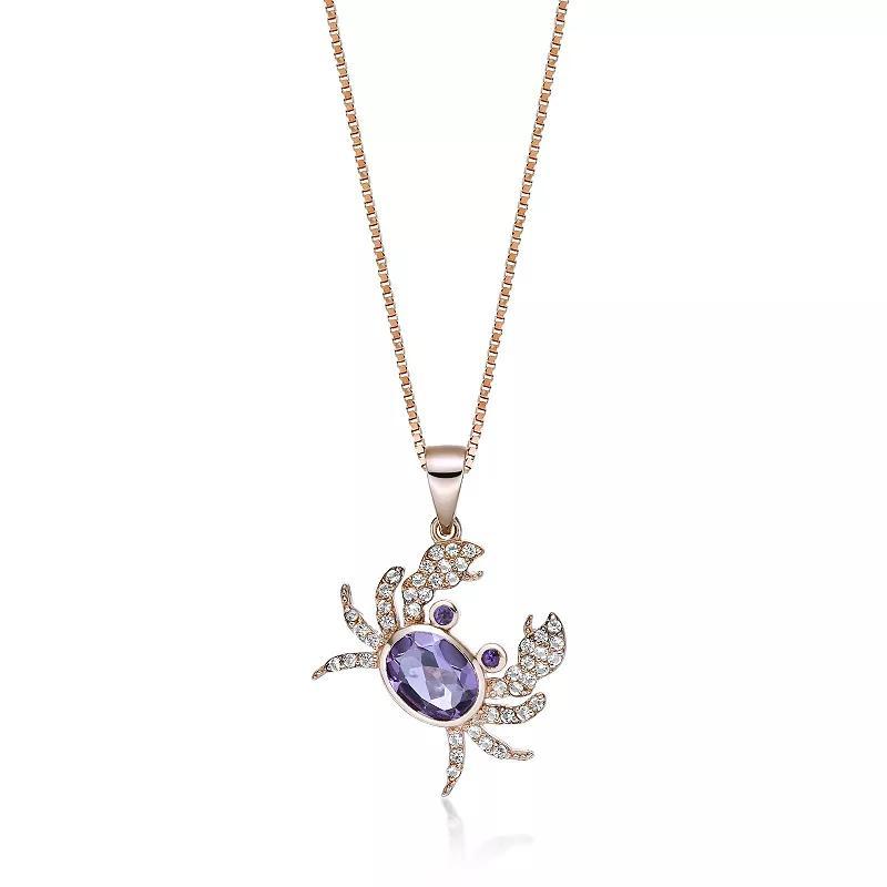 Gemminded Sterling Silver Garnet & White Topaz Crab Pendant Necklace, Womens Purple Rose Tone Product Image