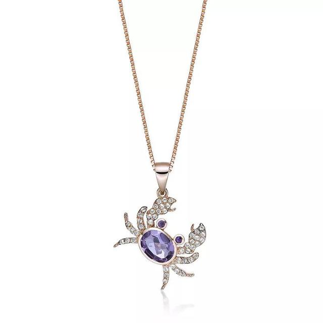 Gemminded Sterling Silver Garnet & White Topaz Crab Pendant Necklace, Womens Purple Rose Tone Product Image