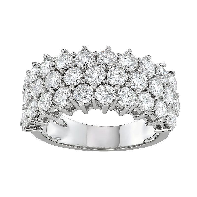 Charles & Colvard 14k White Gold 3 Carat T.W. Lab-Created Moissanite 3 Row Ring, Womens 14k Whgold Product Image