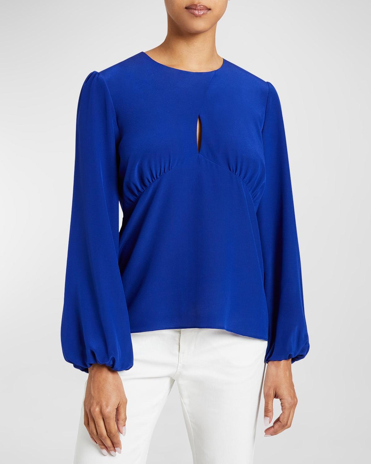 Womens Lyra Crossover Keyhole Silk Blouse Product Image