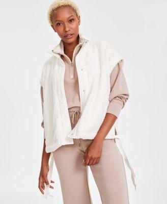 Women's Extended-Shoulder Side-Tie Sherpa Vest, Created for Macy's Product Image