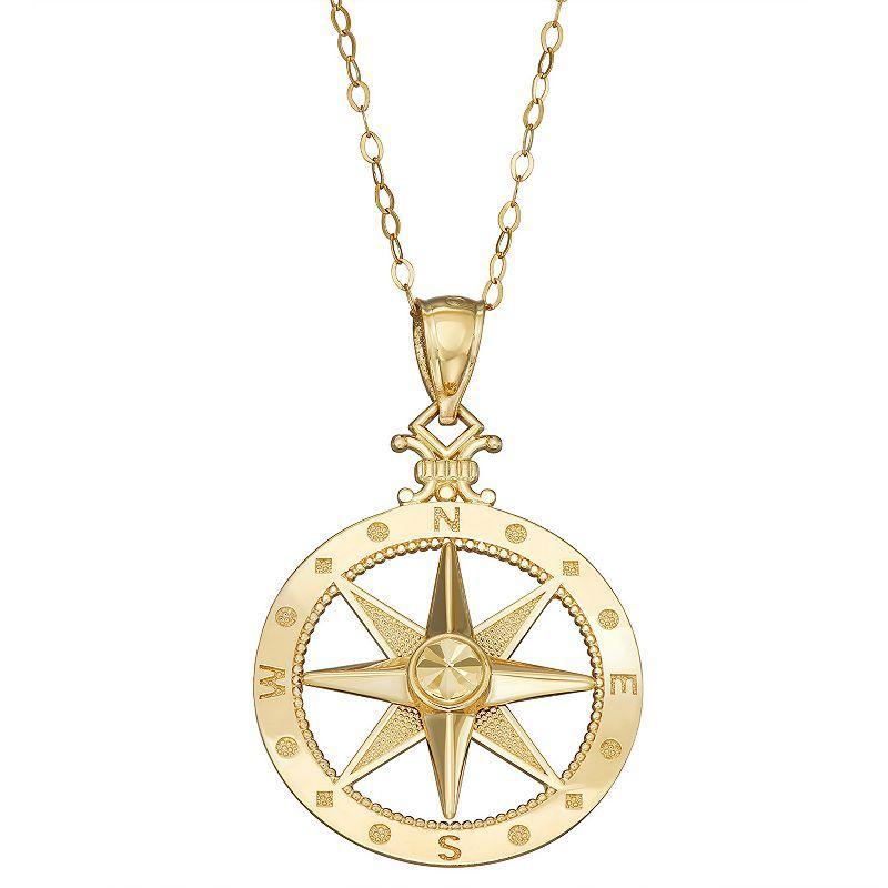 10k Gold Compass Pendant Necklace, Womens Yellow Product Image