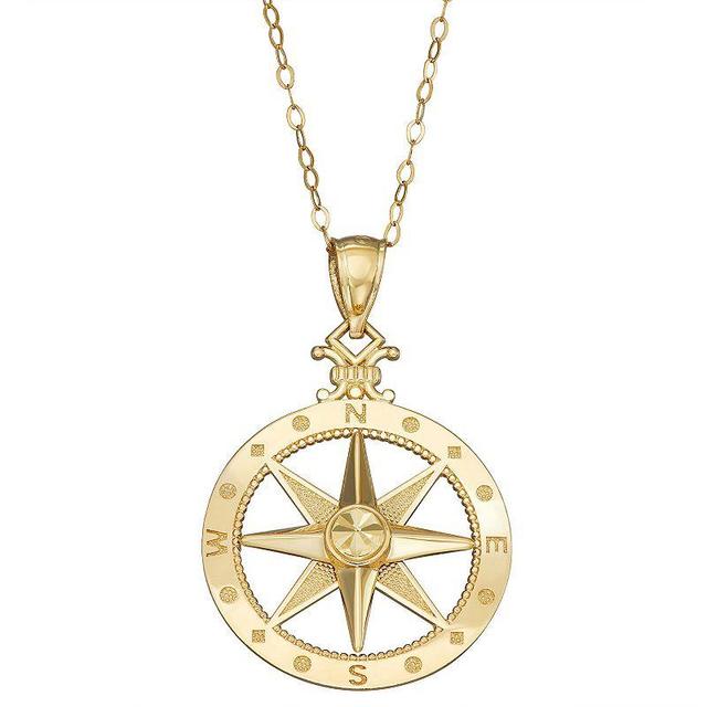 10k Gold Compass Pendant Necklace, Womens Product Image