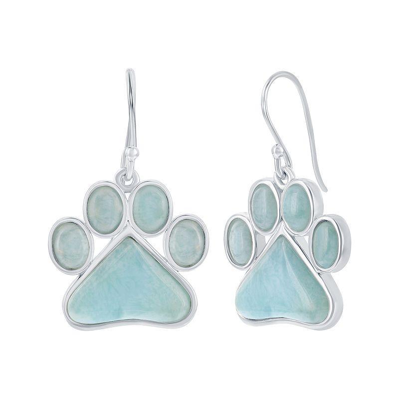 Sterling Silver Larimar Paw Drop Earrings, Womens, Blue Product Image