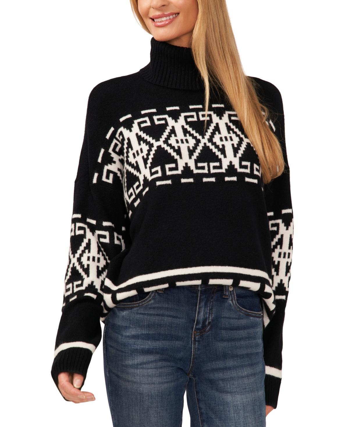 CeCe Womens Fair Isle Turtleneck Sweater Product Image