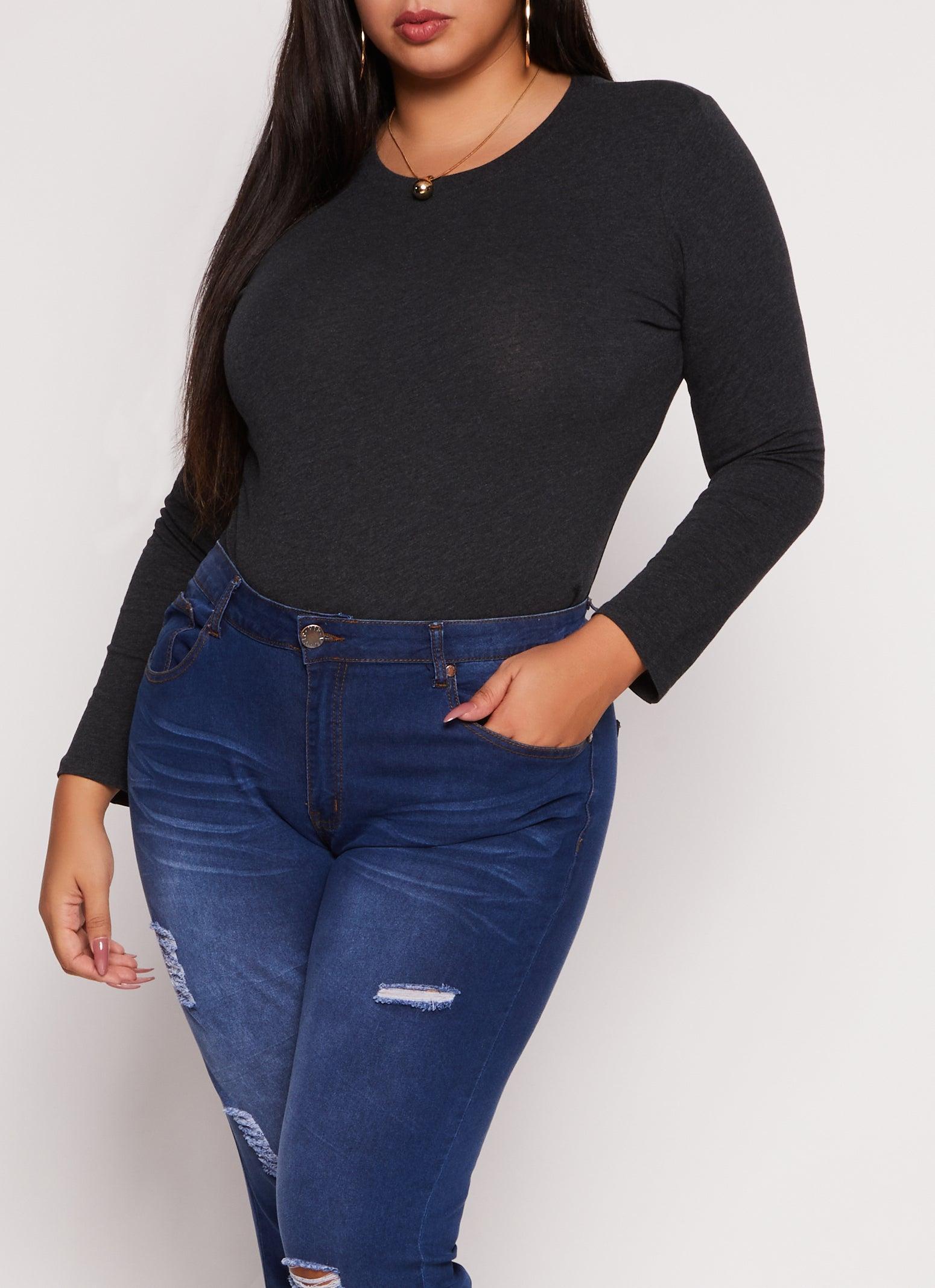 Womens Plus Size Ambiance Long Sleeve Basic T Shirt Product Image