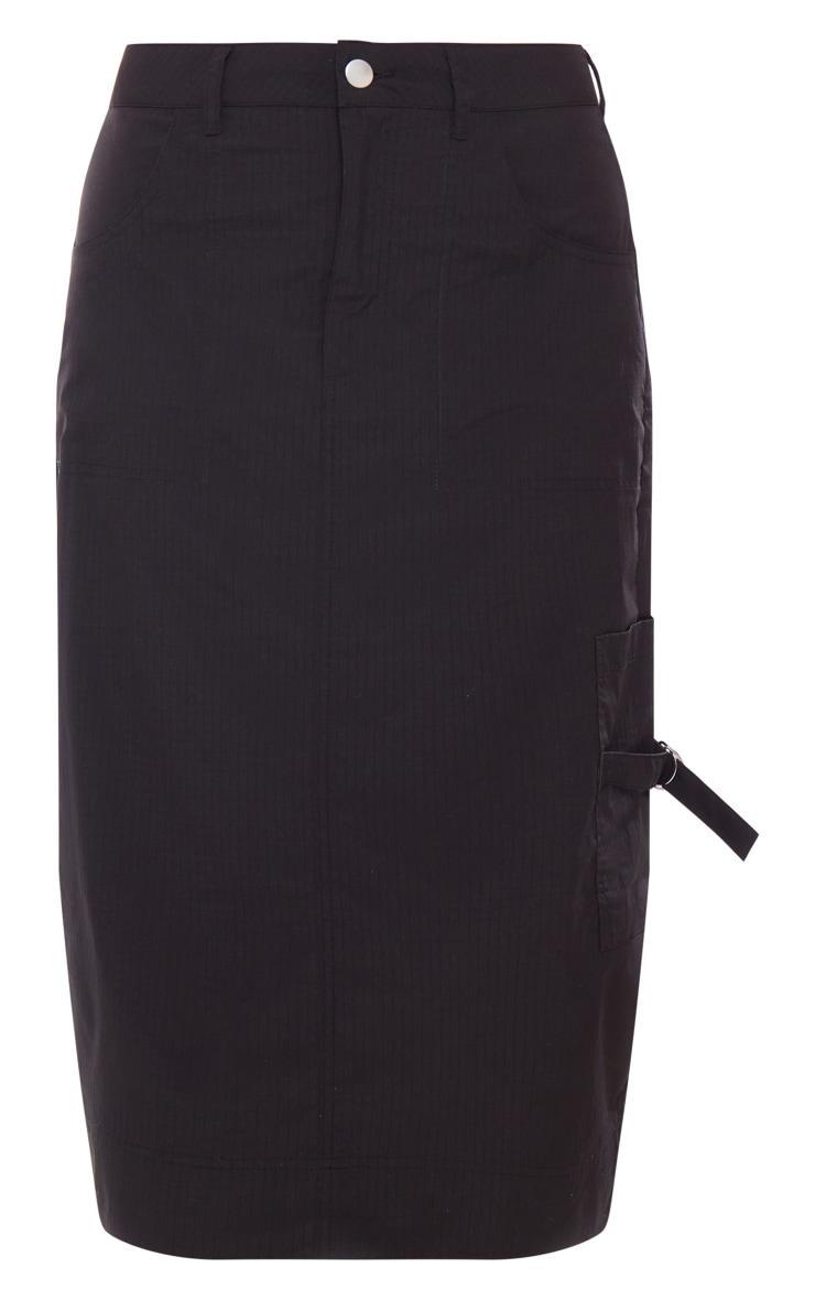 Black Ripstop Cargo Midi Skirt Product Image