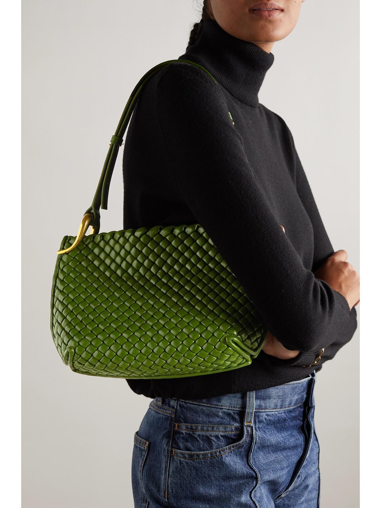 BOTTEGA VENETA Pipe Small Intrecciato Leather Shoulder Bag In Green Product Image