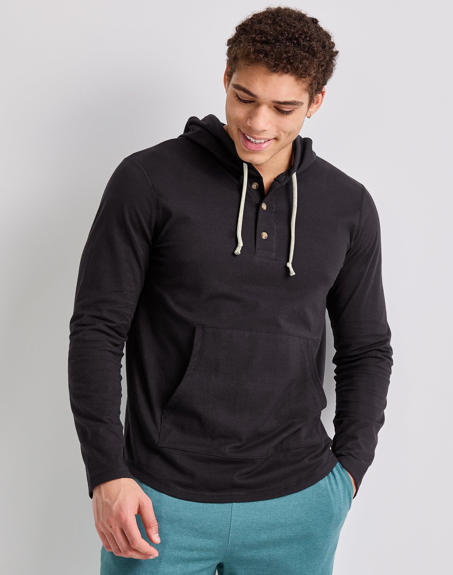 Mens Hanes Originals Tri-Blend Jersey Pullover Hoodie Grey Product Image