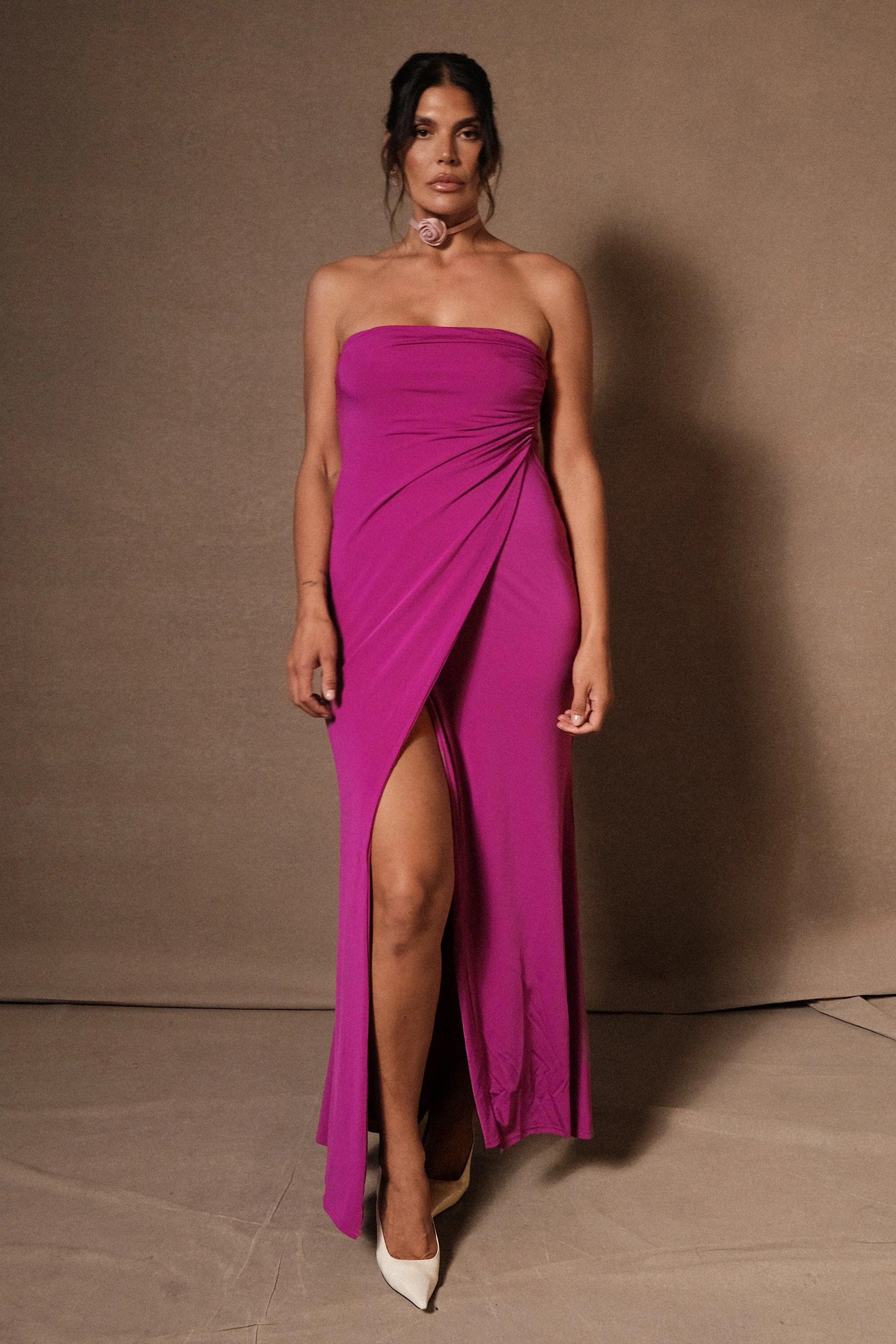 Cosima Slinky Strapless Maxi Dress - Violet Product Image