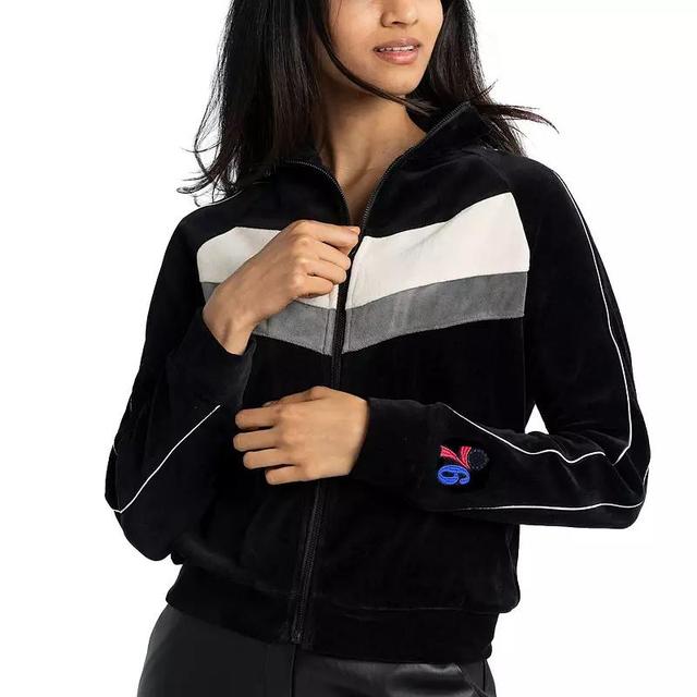 Womens Lusso Black Philadelphia 76ers Nixie Chevron Color-Block Raglan Full-Zip Track Jacket Product Image