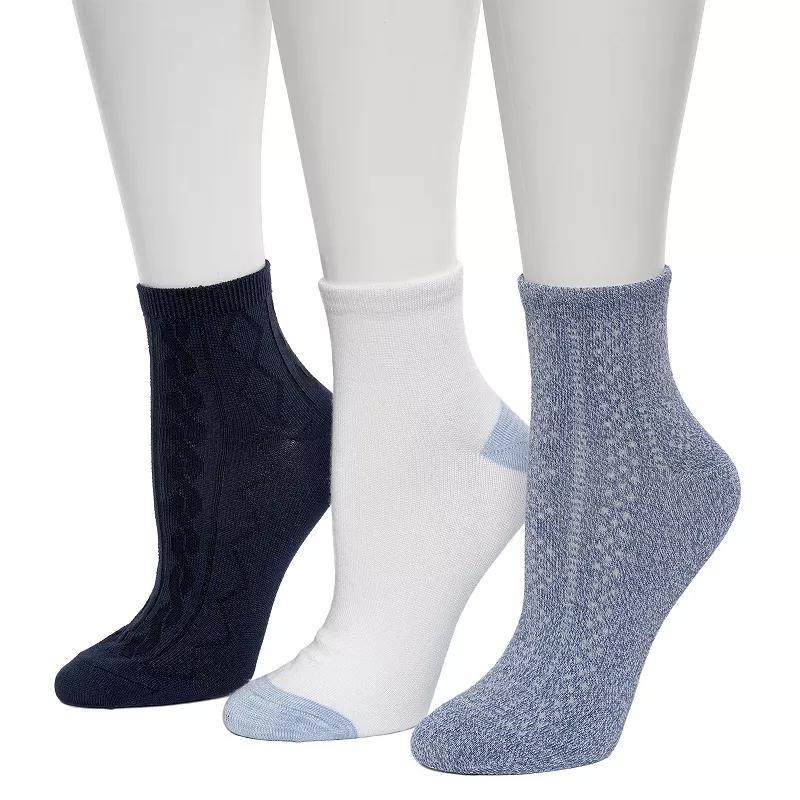 Womens Cuddl Duds 3-Pack Diamond Pointelle Anklet Socks Product Image