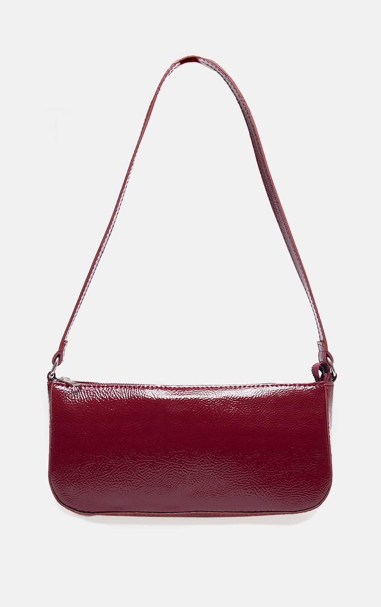  Burgundy Crinkle Patent Pu Zip Shoulder Bag Product Image