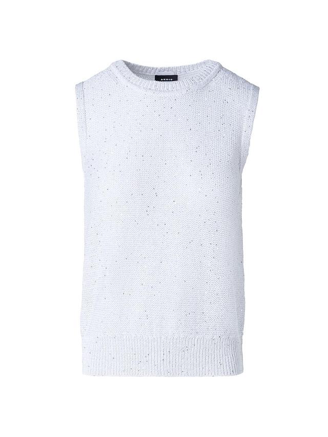 Womens Sequin-Embellished Linen-Blend Sweater Vest Product Image