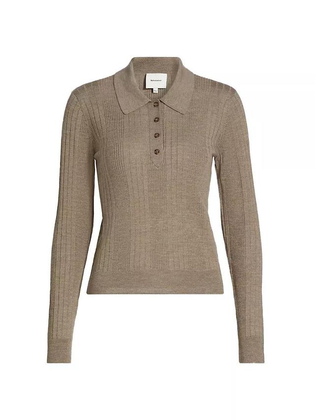 Hermia Rib-Knit Wool Polo Sweater Product Image