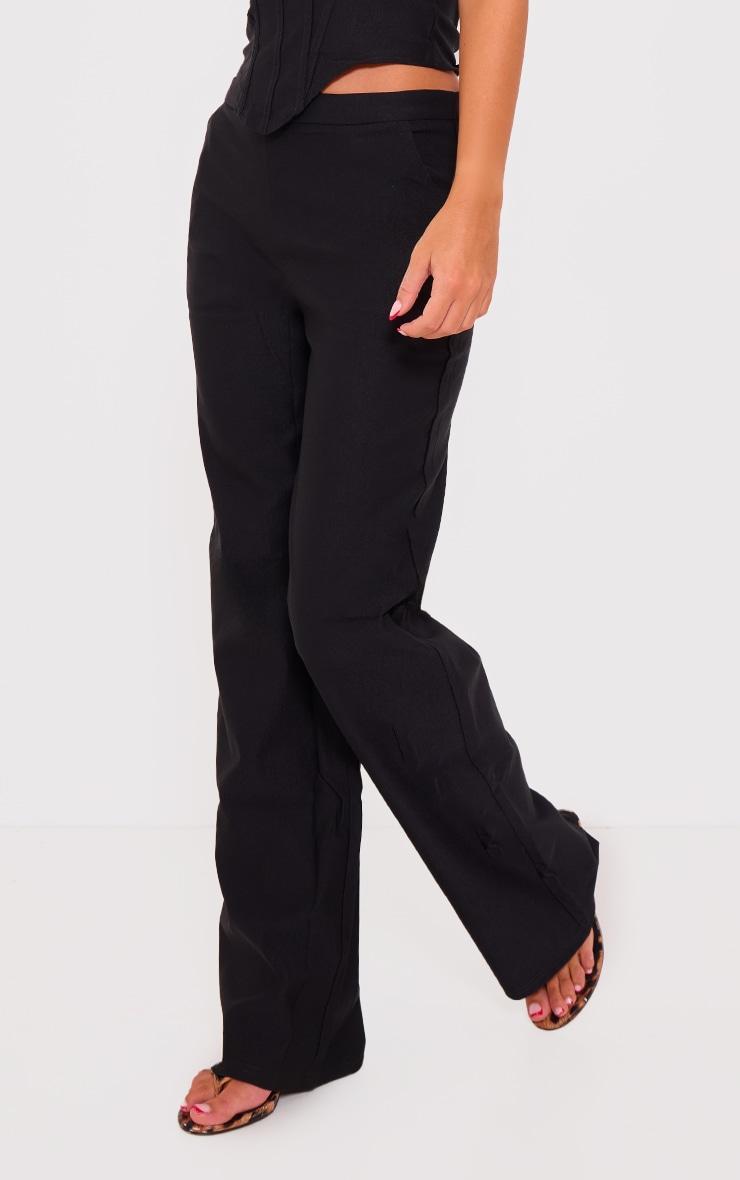 Black Woven Low Rise Straight Leg Trouser Product Image