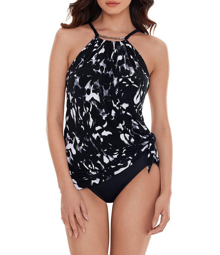 Magicsuit Dream State Parker Printed High Neck Side Tie Underwire One Piece Swim Dress Product Image