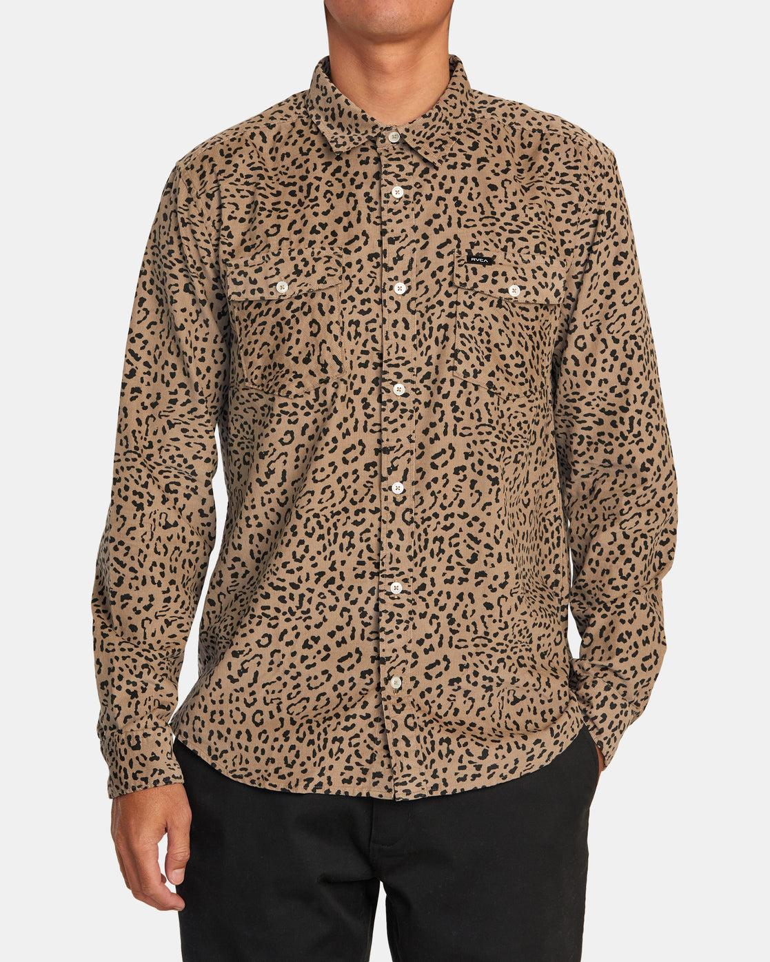 Freeman Cord Print Long Sleeve Shirt - Cheetah Product Image