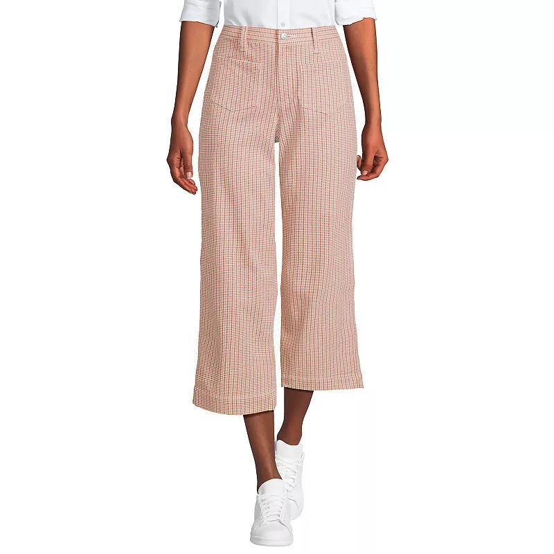 Petite Lands End Printed Twill High-Rise Wide Leg Crop Pants, Womens Product Image