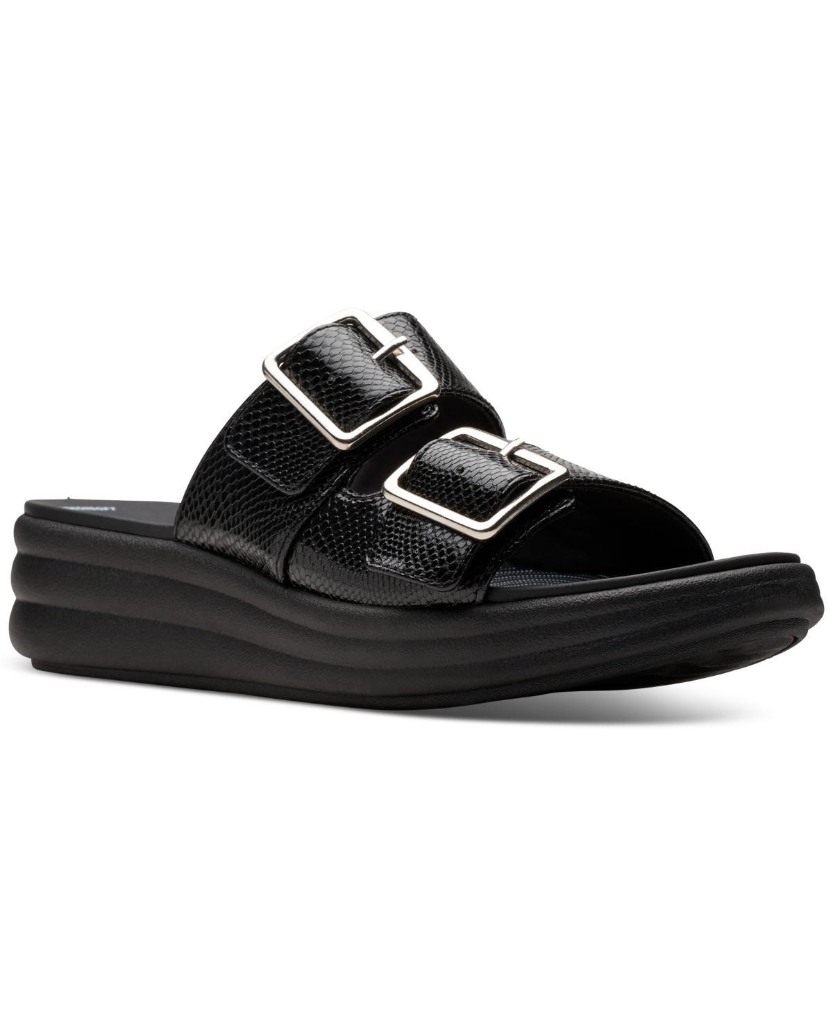 Clarks Womens Drift Buckle Slip-On Slide Wedge Sandals Product Image