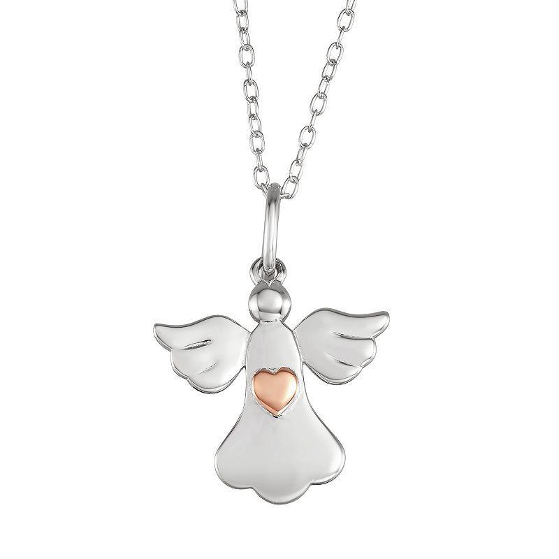 My Shield My Strength Sterling Silver Angel Pendant, Womens Two Tone Product Image