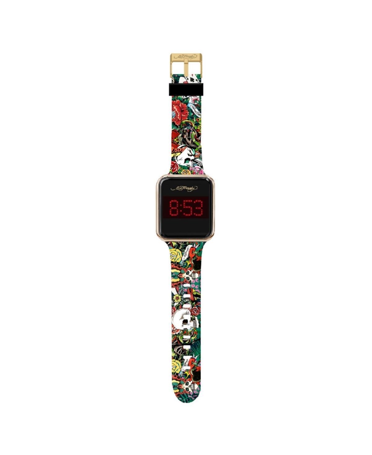 Ed Hardy Mens Multicolor Silicone Strap Watch 45mm - Black Product Image