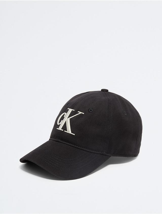 Calvin Klein Mens Twill Embroidered Monogram Logo Cap - White Product Image