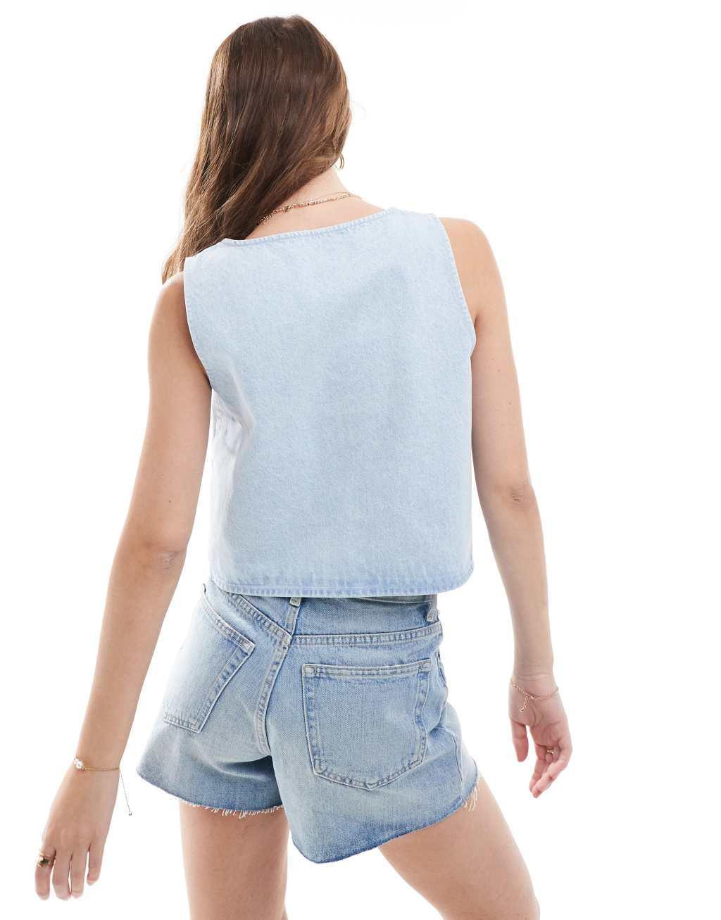 ASOS DESIGN denim tank top in super bleach Product Image