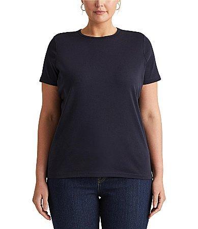 Lauren Ralph Lauren Plus Size Crew Neck Short Sleeve Stretch Cotton T Product Image