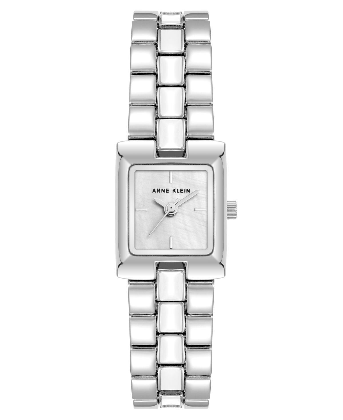 Anne Klein Womens Quartz Petite White Enamel Center Link Silver-Tone Alloy Metal Bracelet Watch, 17.5mm - White Product Image