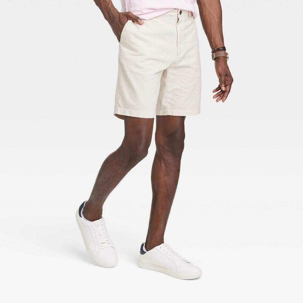 Mens Every Wear 9 Slim Fit Flat Front Chino Shorts - Goodfellow & Co Cream 42 Product Image