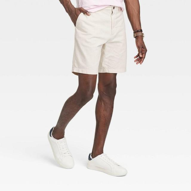 Mens 9 Slim Fit Flat Front Chino Shorts - Goodfellow & Co Cream 33 Product Image