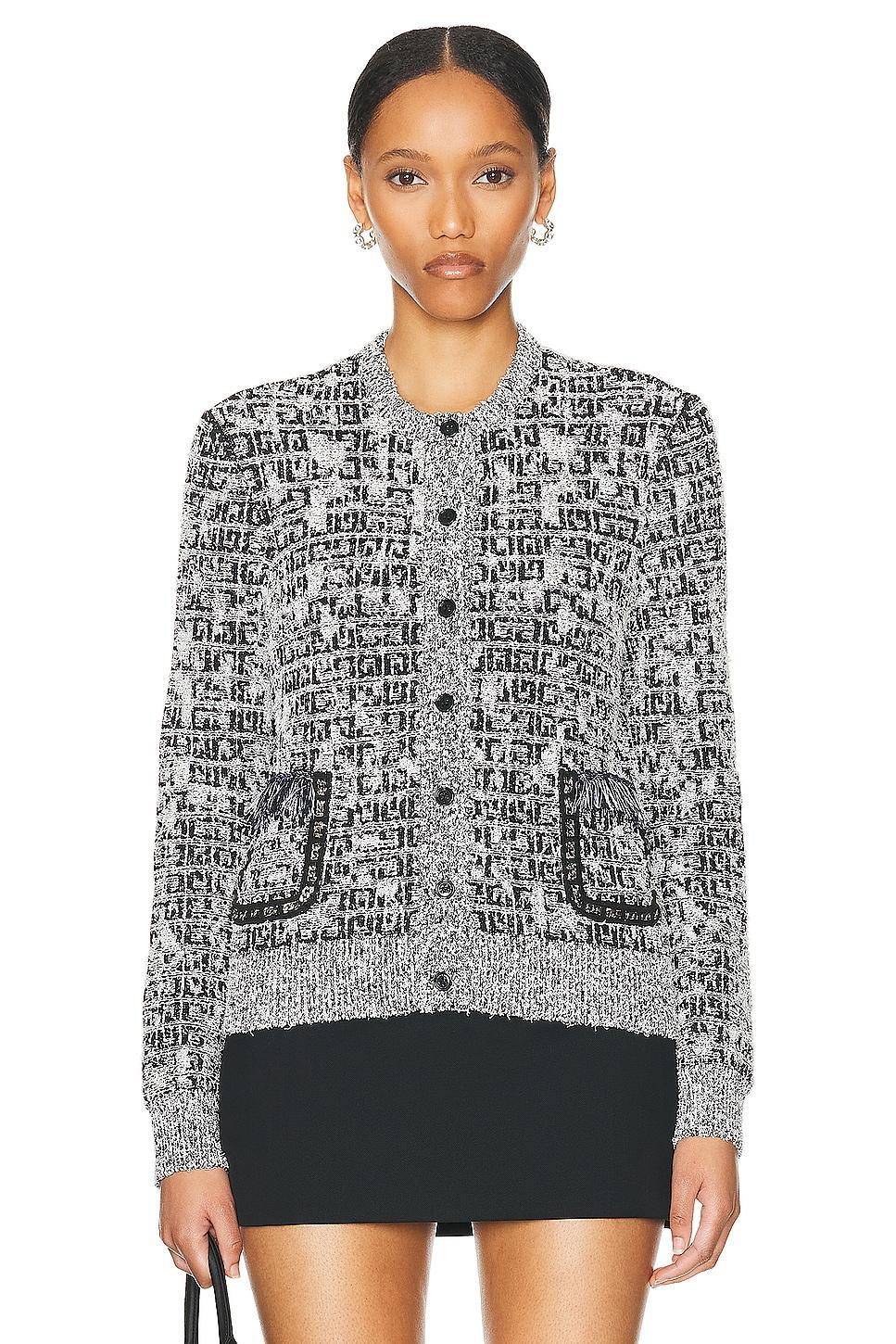 Givenchy Chain Front Pocket Cardigan in Black,White Product Image