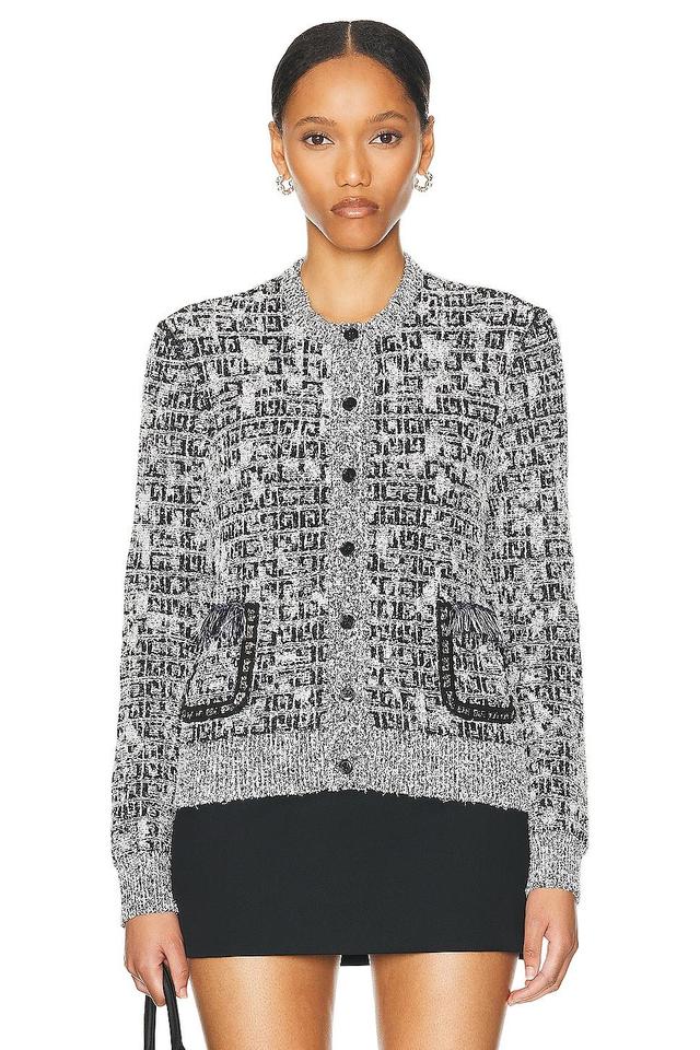 Givenchy Chain Front Pocket Cardigan in Black,White Product Image