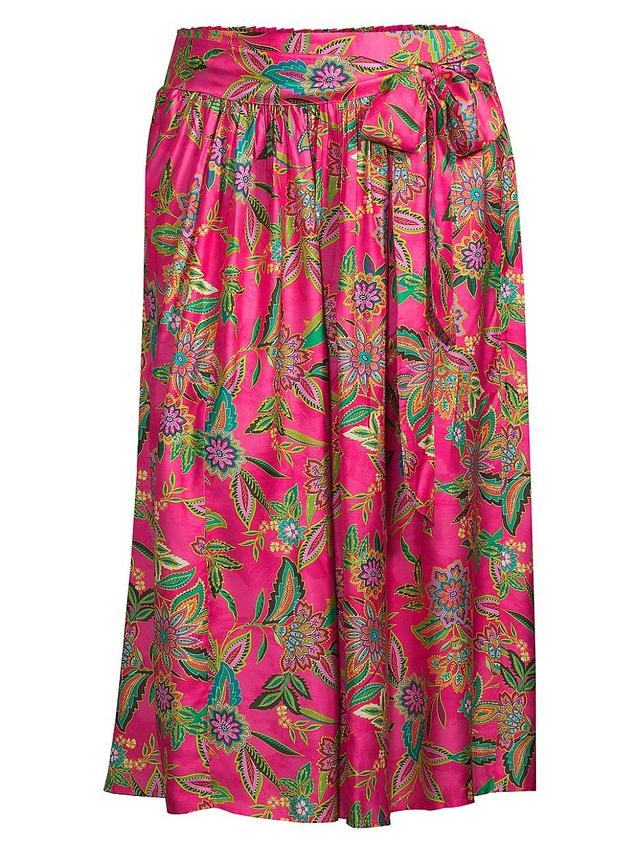 Womens Flamingo Floral Crop Palazzo Pants Product Image