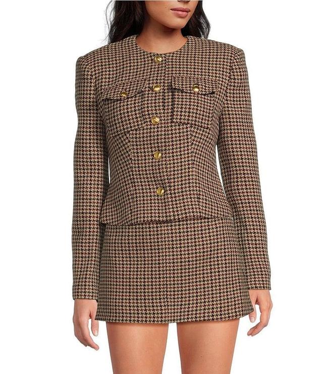 RONNY KOBO Jerry Houndstooth Wool Blend Button Front Long Sleeve Coordinating Jacket Product Image