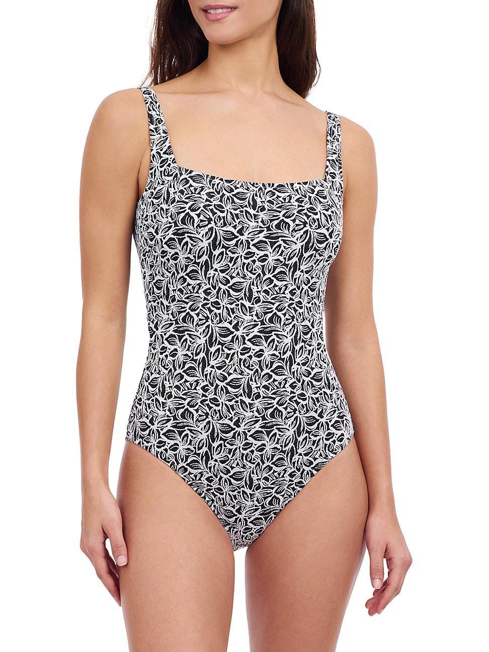 Womens Plumeria One-Piece Floral Swimsuit Product Image