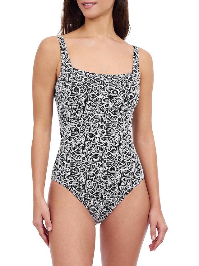 Womens Plumeria One-Piece Floral Swimsuit Product Image