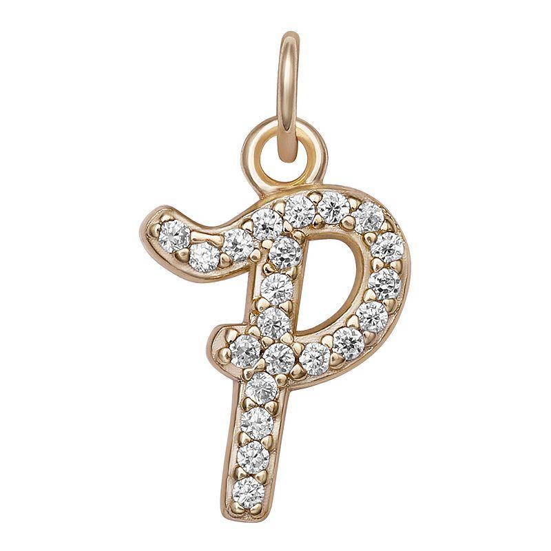 LC Lauren Conrad Sterling Silver Cubic Zirconia Initial Charm, Womens, Grey Product Image