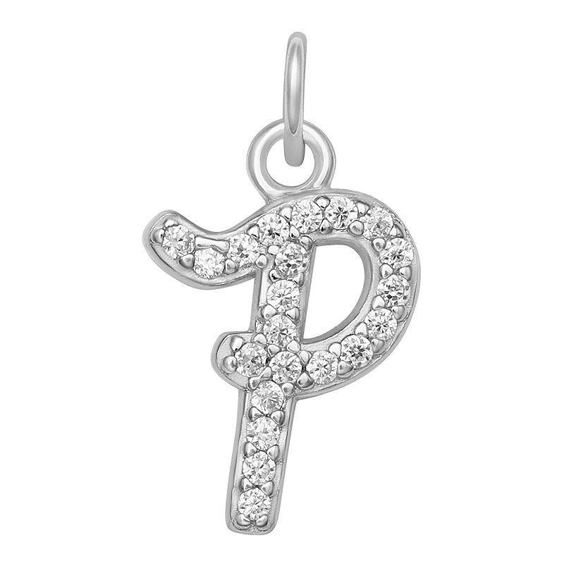 LC Lauren Conrad Sterling Silver Cubic Zirconia Initial Charm, Womens, Grey Product Image