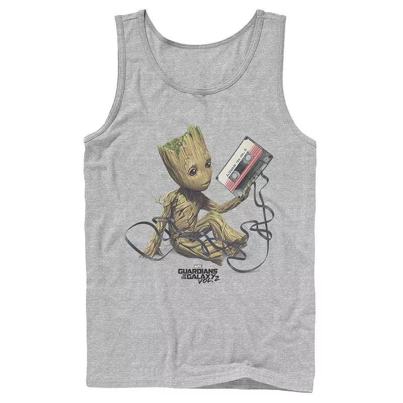 Mens Marvel Guardians Of The Galaxy Vol. 2 Groot Tape Portrait Graphic Tank Top Athletic Grey Product Image