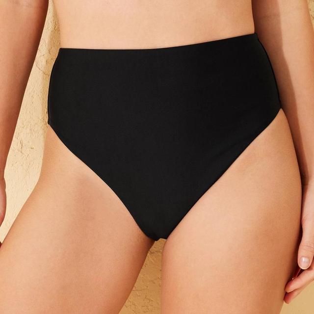 Womens High Waist Extra High Leg Cheeky Bikini Bottom - Shade & Shore Black M Product Image