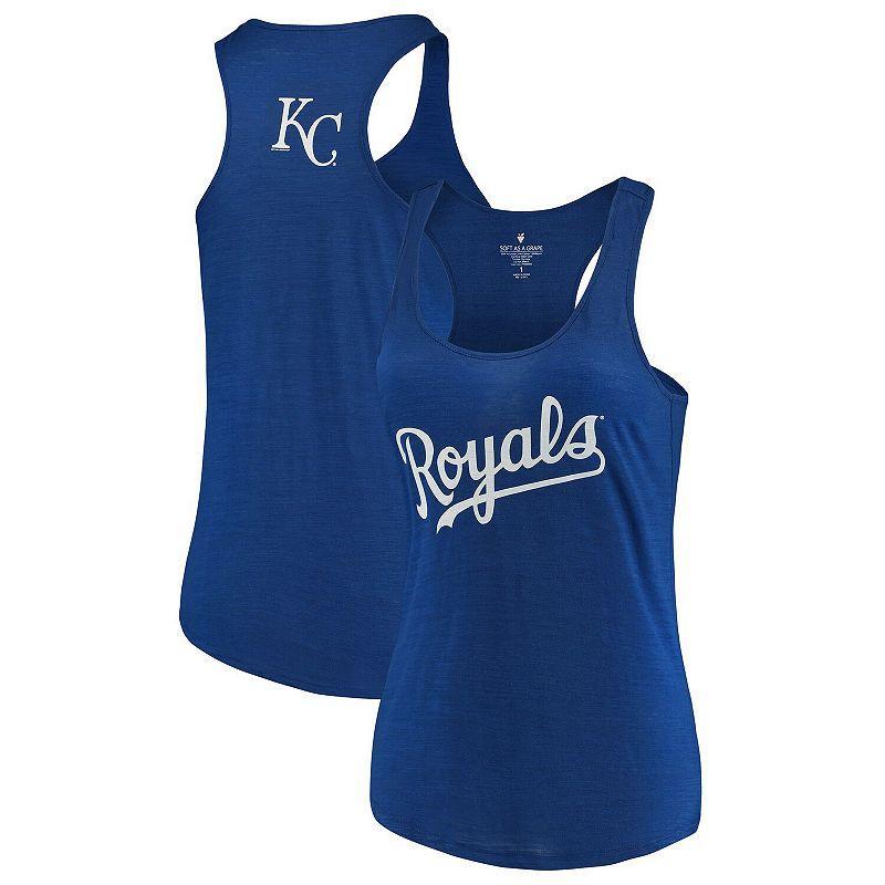 Womens Soft as a Grape Royal Kansas City Royals Plus Size Swing for the Fences Racerback Tank Top Product Image