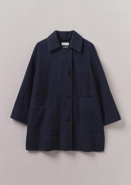 Indigo Cotton Wool Pea Coat | Indigo Product Image