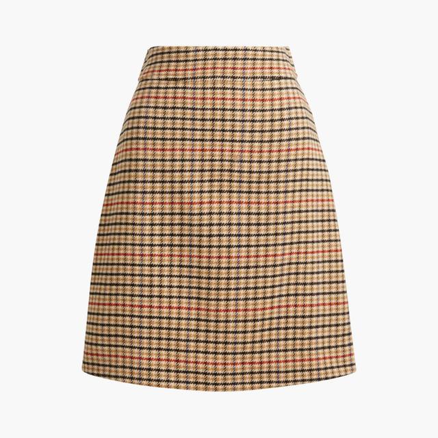 Plaid wool-blend A-line mini skirt Product Image