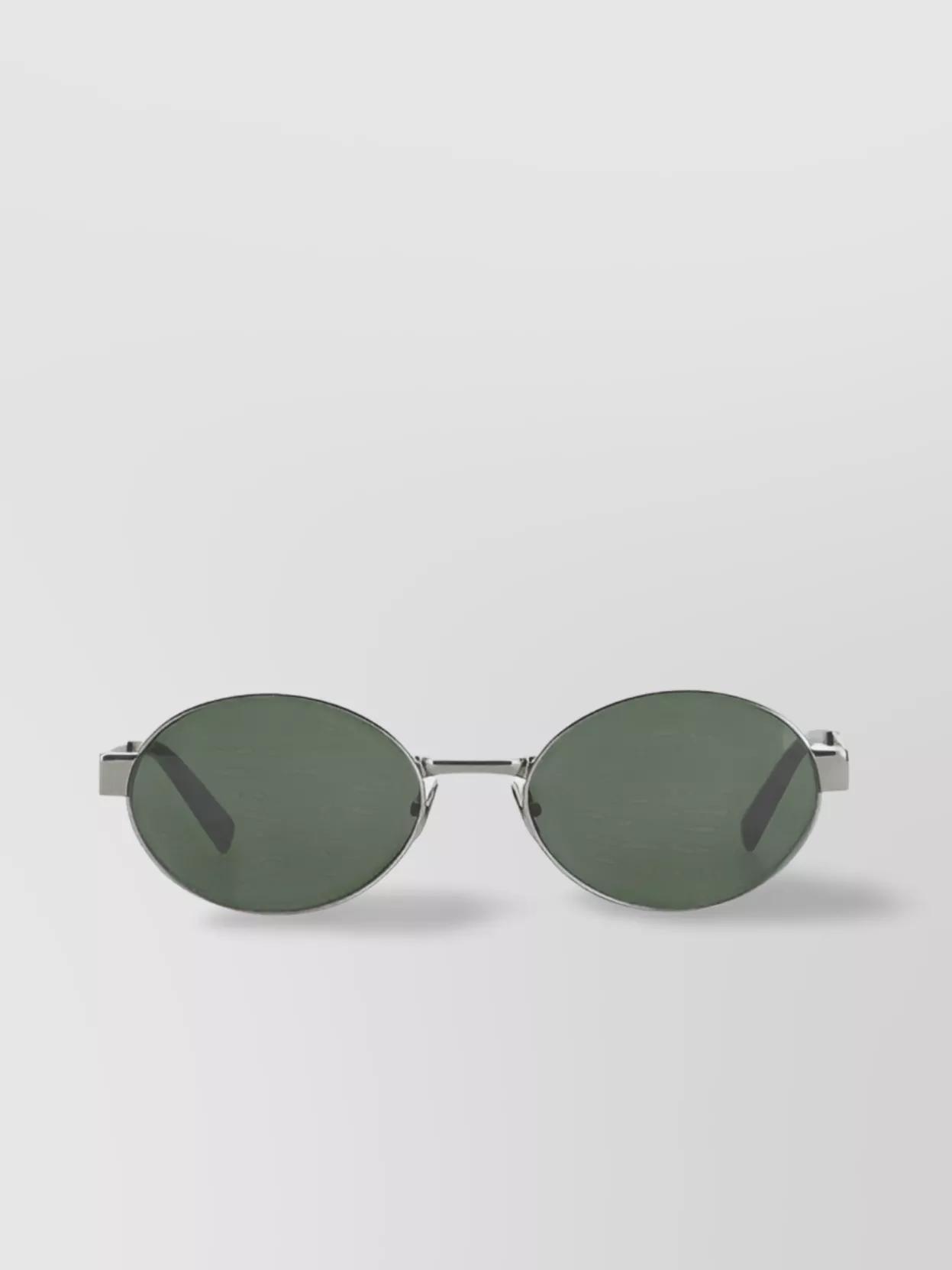 SAINT LAURENT Round Metal Sunglasses With Adjustable Nose Pads In Gray Product Image