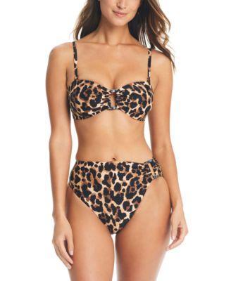 Bar Iii Womens Cheetah Ring Bandeau Bikini Top Cheetah Ring High Rise Bottoms Created For Macys Product Image